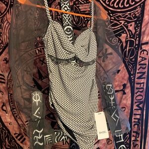 Snidel Gray and White Checkered One Piece Swimsuit